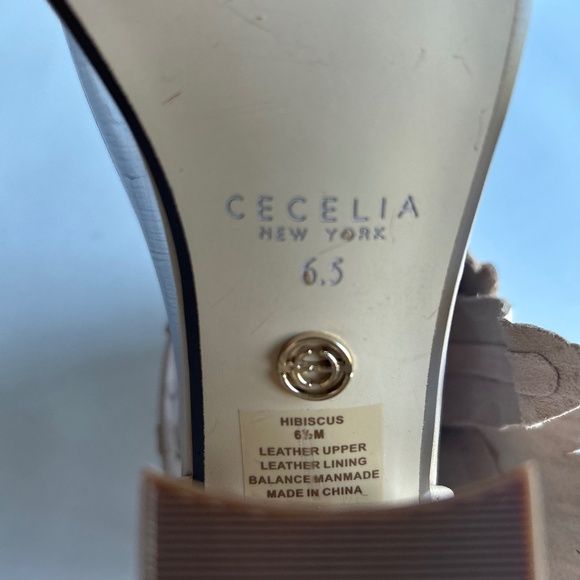Cecelia Cream Leather Flower Ankle Strap Slingbacks size 6.5 - Picture 10 of 15